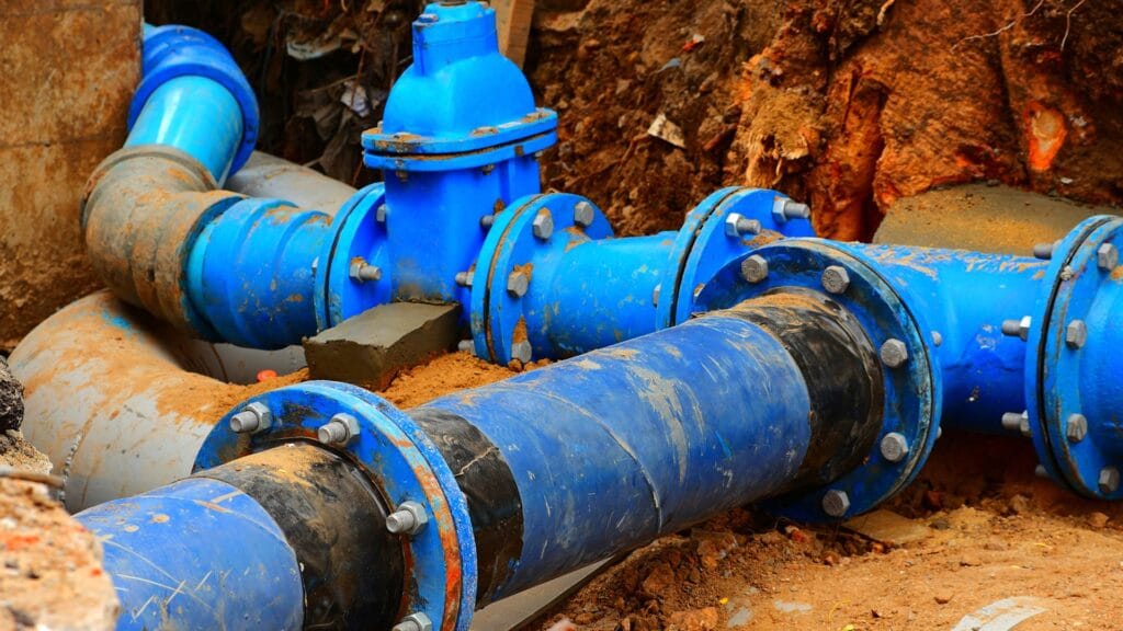 underground blue pipes
