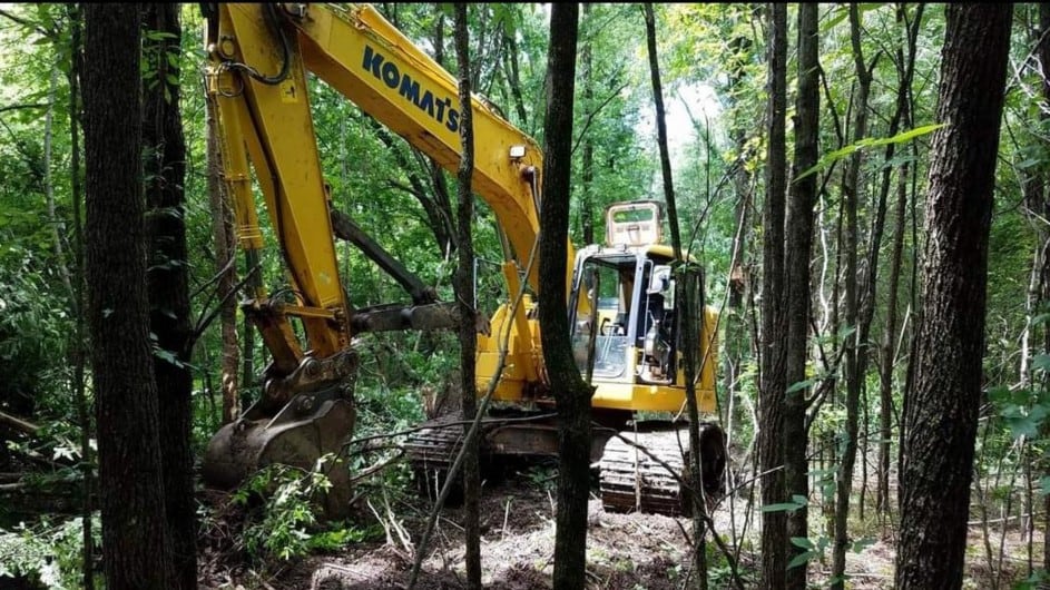 excavator in the forest